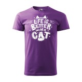Zsona Dekor Póló Life is better with a cat mintával - Lila