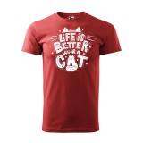 Zsona Dekor Póló Life is better with a cat mintával - Terrakotta