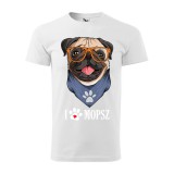 Zsona Dekor Póló Mopsz mintával - Fehér v2