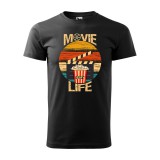 Zsona Dekor Póló Movie is my life mintával - Fekete