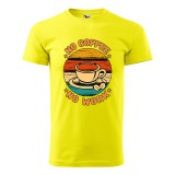 Zsona Dekor Póló No coffee no work mintával - Sárga