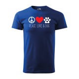Zsona Dekor Póló Peace love and dog mintával - Kék