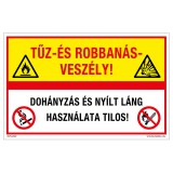 Zsona Dekor Tűz-és robbanásveszély! Dohányzás és nyílt láng használata tilos! Öntapadós matrica 160x100 mm