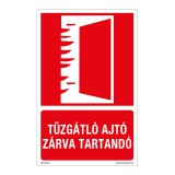 Zsona Dekor Tűzgátló ajtó zárva tartandó Utánvilágító műanyag tábla 160x250 mm