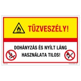 Zsona Dekor Tűzveszély! Dohányzás és nyílt láng használata tilos! Utánvilágító műanyag tábla 160x100 mm
