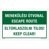 ZSONA Menekülési útvonal, eltorlaszolni tilos Műanyag tábla 320x500 mm