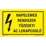 ZSONA Napelemes rendszer tűzeseti AC lekapcsoló Öntapadós matrica 160x100 mm