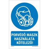ZSONA Porvédő maszk használata kötelező Öntapadós matrica 160x100 mm