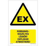 ZSONA Robbanásveszélyes légkör Öntapadós matrica 160x100 mm