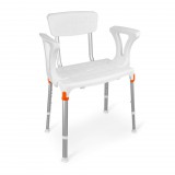 Zuhanyszék háttámlával és karfával 150 kg-ig