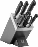Zwilling 35148-507-0 5 db kés, 1 db olló, 1db tartó Fekete-Szürke kés készlet és állvány (7 db)
