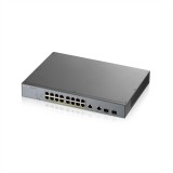 Zyxel GS1350-18HP 18-Port Gigabit switch (16x PoE, 250W, 2x Gigabit SFP kombó, menedzselhető, rackbe szerelhető)
