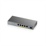 Zyxel GS1350-6HP 6-port Gigabit Smart menedzselt PoE switch (5x1000Mbps, 1x Gigabit SFP, PoE 60W)