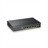 Zyxel GS2220-10HP 8-port Gigabit switch (8x Gigabit PoE, 2x Gigabit combo SFP, PoE 180W, Layer 2+, menedzselhető, rack)