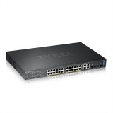 Zyxel GS2220-28HP 24-port Gigabit switch (24x PoE, 4x GbE kombó SFP, menedzselhető, rack, 375W PoE)