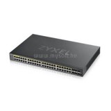 Zyxel Switch 48x1000Mbps POE + 4x Gigabit Combo Hybrid mode, Standalone or Nebulaflex Smart menedzselhető (375W) (GS192048HPV2-EU0101F)